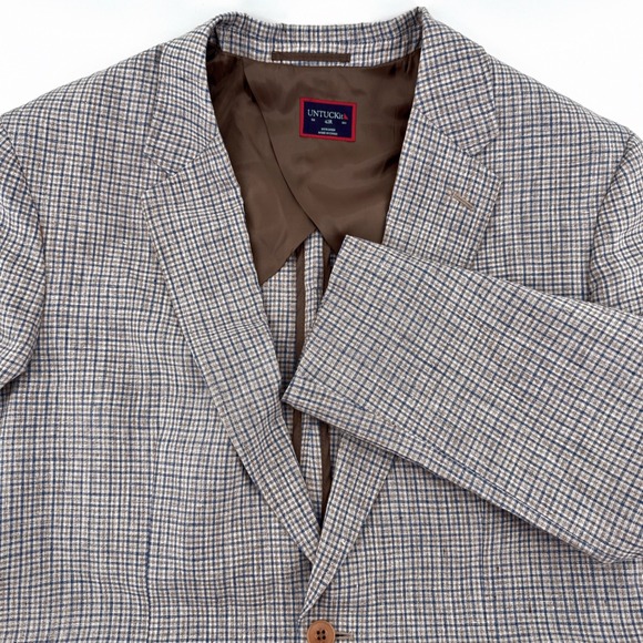 UNTUCKit‎ Blazer 42R Benedict Plaid Linen Half Canvas Sport Coat Career Office